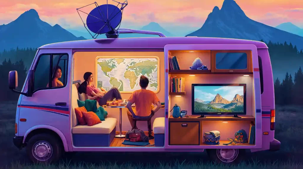 Télévision par satellite en camping
